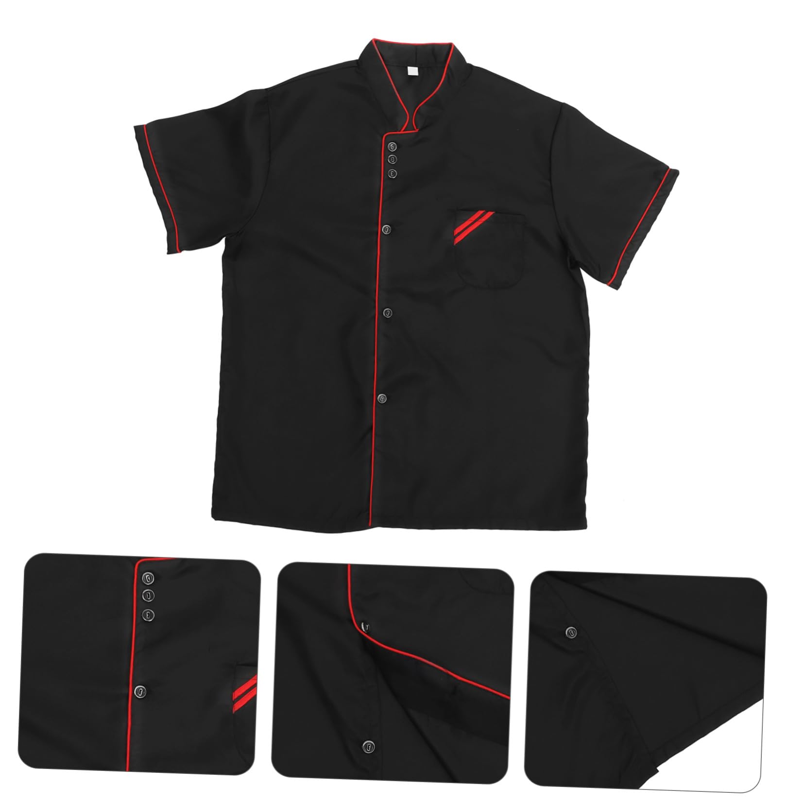 Ipetboom 3 Stück Unisex Kochjacke Kurzarm aus Atmungsaktivem Ölresistentem Material Locker Geschnittene Catering und Bäckereikleidung für Restaurant Hotel XXXL Schwarz