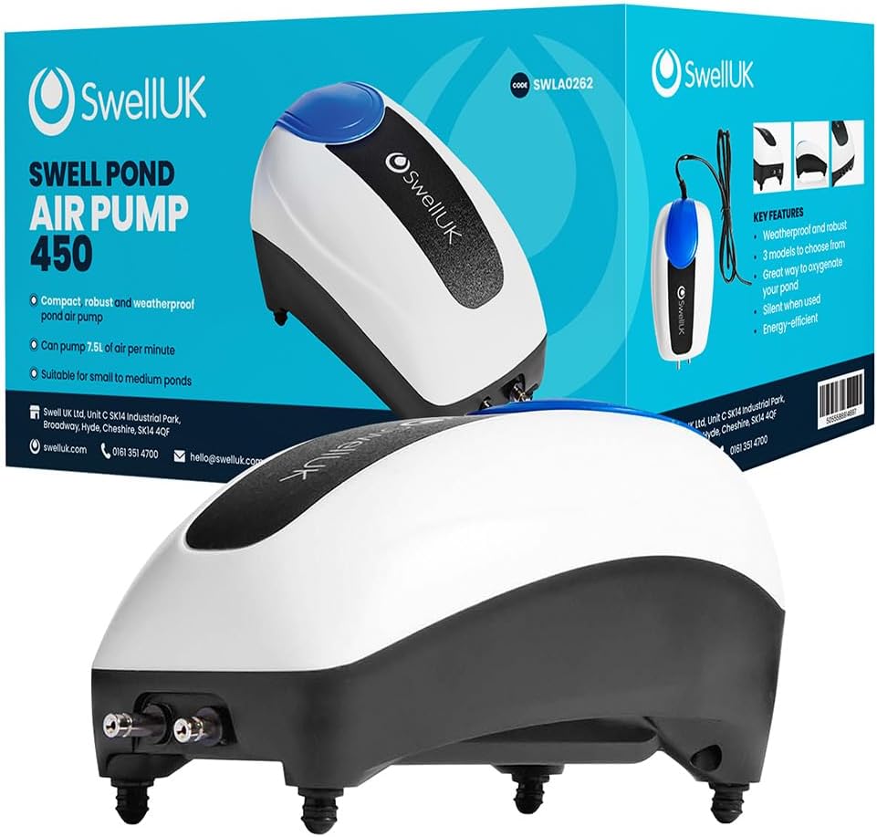 – Swell Pond Air Pump 450 | Robust Air Pump | Garden Pond Air Pump | Fish Pond Essential | 3 Year Guarantee
