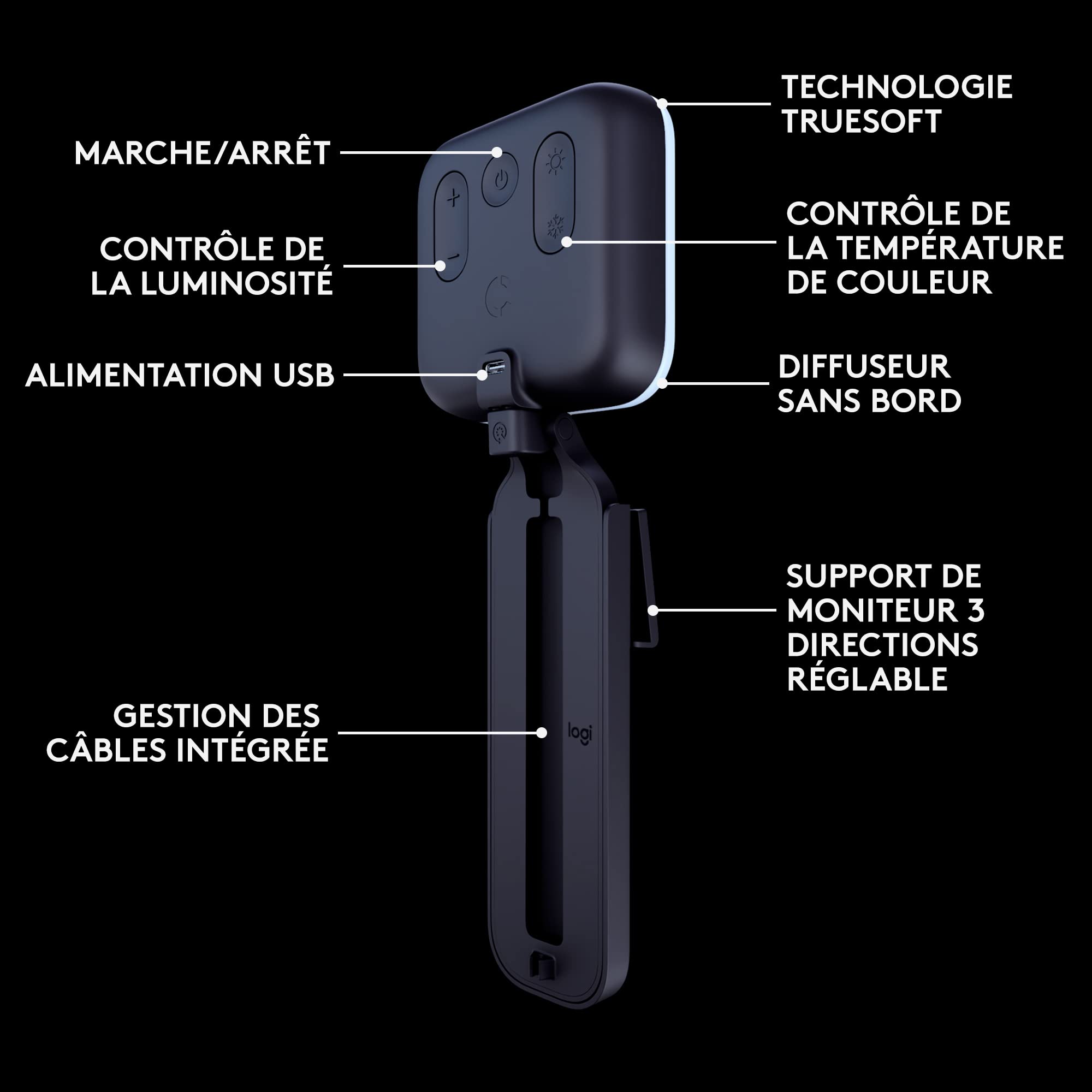 Logitech Litra Glow Premium Lumière LED Streaming avec TrueSoft