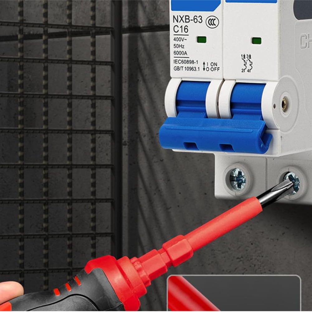 EasyByMall Juego de destornilladores aislados 31 en 1 con probador de voltaje, kit de herramientas de electricista para puntas de estrella hexagonales cruzadas, magnetizador, mango antideslizante