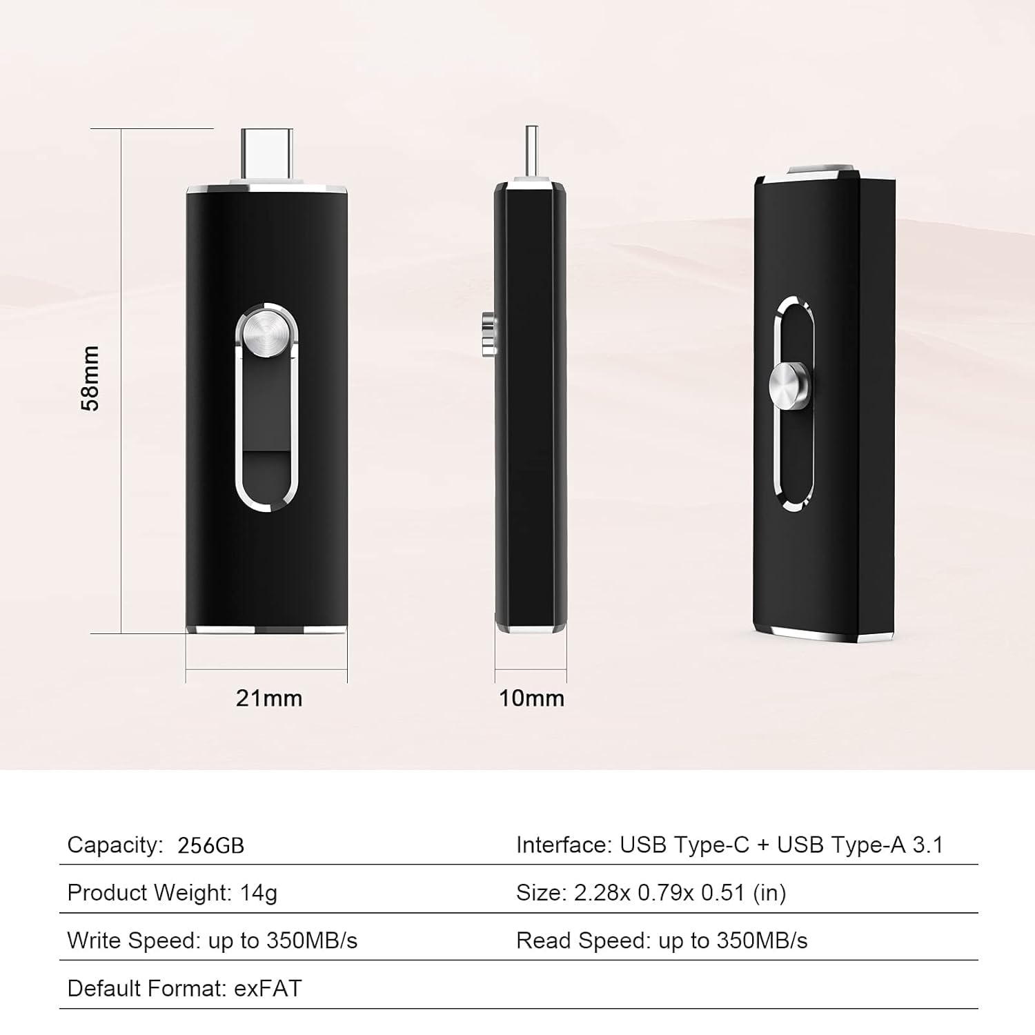 Chiavetta USB Lightning 3 In 1 – 256 GB, Ad Alta Velocità, Compatibile Con Android, PC E Dispositivi OTG