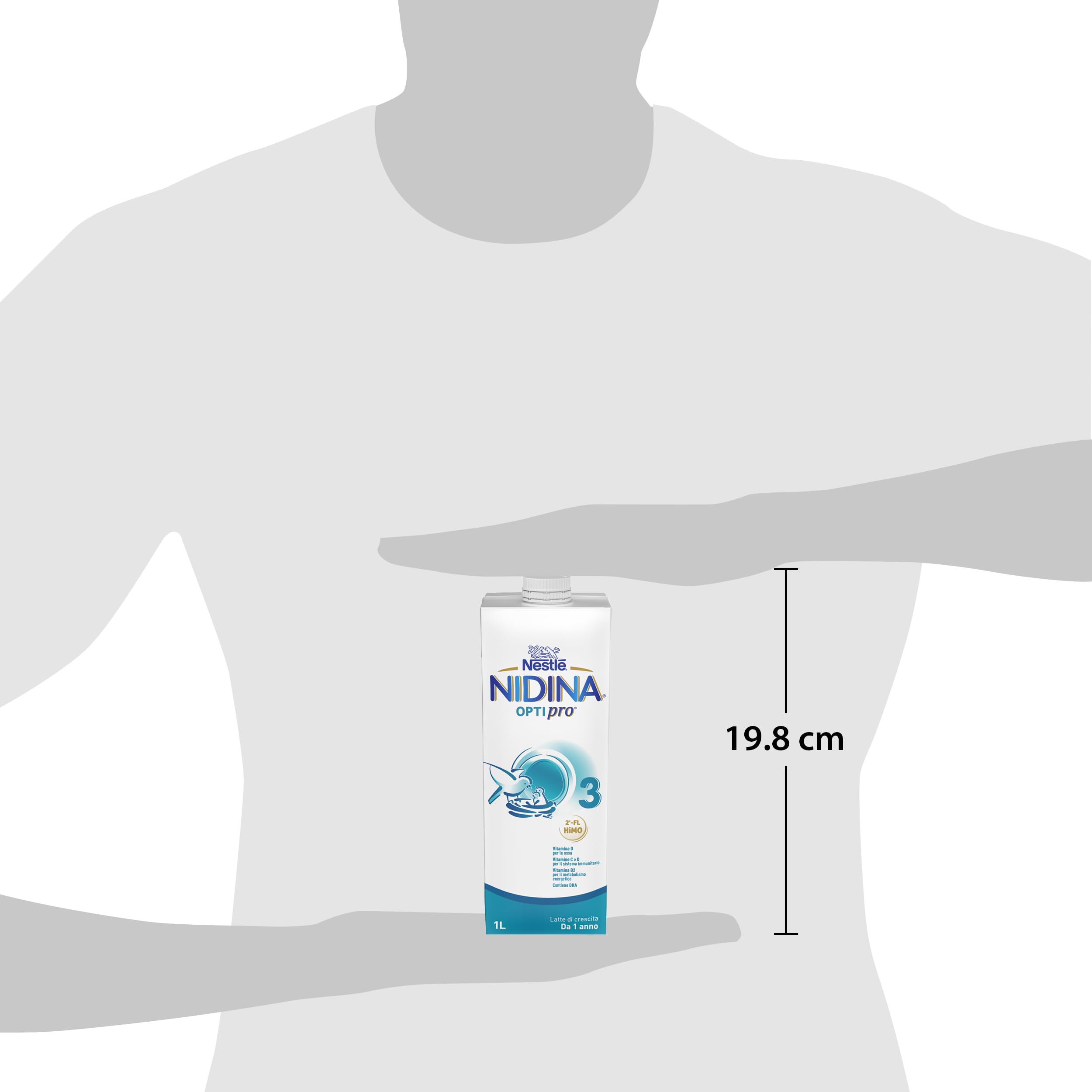NESTLÉ NIDINA Optipro 3 Latte di Crescita Liquido per Bambini da 1 anno, 8 Brick da 1L (8L)