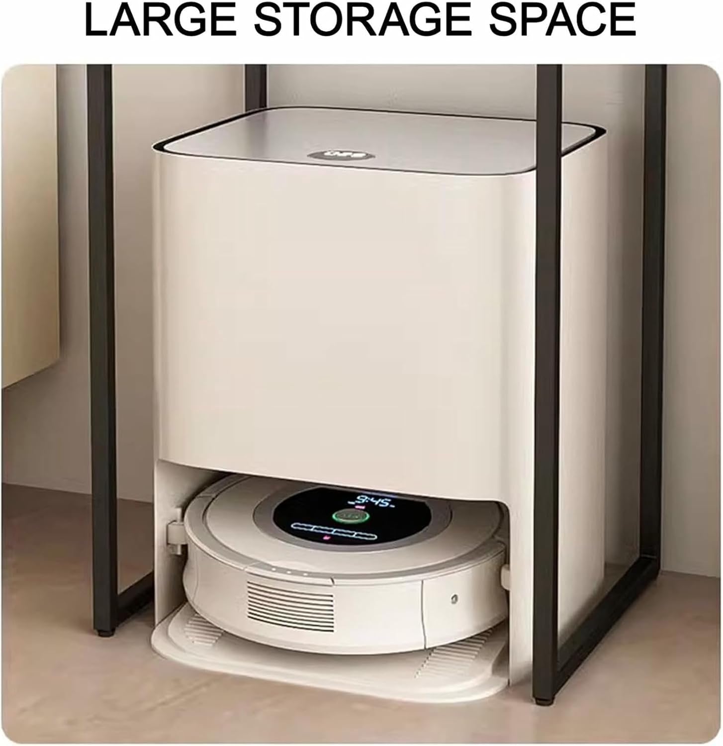 Robot Vacuum Stand Cabinet, Metal Floor Sweeper Hidden Storage Rack, Vacuum Stand End Table for Bedroom, Living Room, Dorm Room, Hallway, Entryway