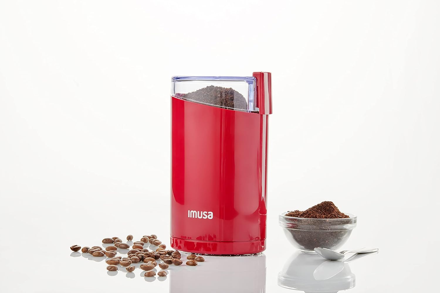 IMUSA USA 3oz Red Electric Coffee and Spice one Touch Push-Button Control Grinder