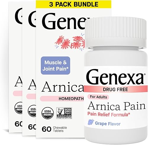 Miniatura 8 de Analgésicos Genexa Arnica para el alivio del dolor con certificado orgánico homeopática formulado por médicos natural verificado sin OGM Analgésico