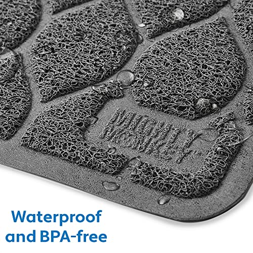 Mighty Monkey Durable Easy Clean Cat Litter Box Mat, Great Scatter Control Mats, Keep Floors Clean, Soft On Sensitive Kitty Paws, Cats Accessories, Large Size, Slip Resistant, 24X17, Graphite #TOP2