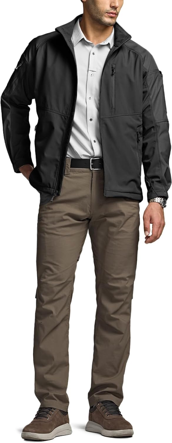 CQR Men's Tactical Softshell Jacket, Winter Warm Fleece Lined Coat, Water Resistant Outdoor Hunting Hiking Rain Windbreaker - Image 3