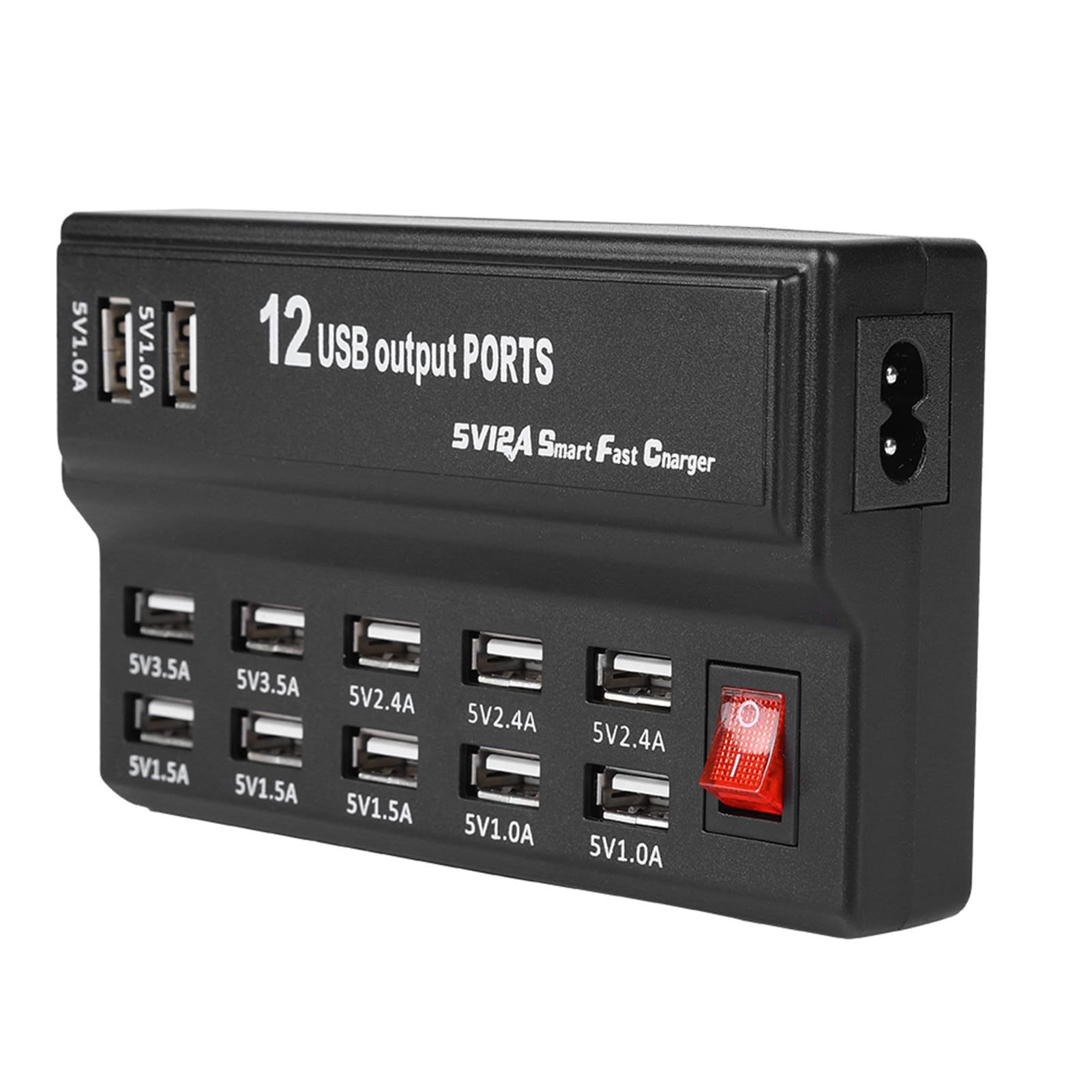Hub USB 3.0, Hub Splitter USB 12 porte, Hub USB 3.0 5 V 12 A con adattatore di alimentazione per telefoni PC MP3 MP4 e altri dispositivi con ampia compatibilità per la casa