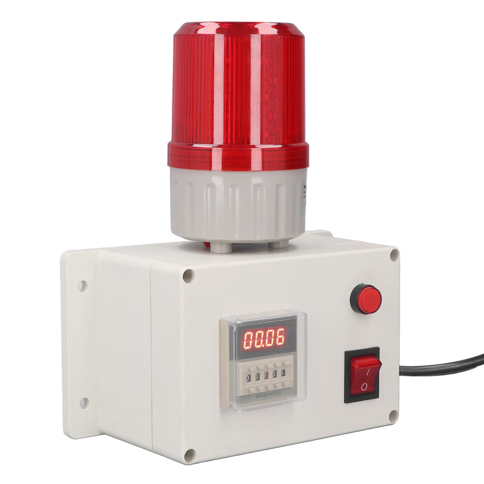 Sirena Alarma Industrial 110db 220V con Luz Estroboscópica Sonido Inteligente Retardo Emergencia Bocina Exterior 5 Teclas Orejas Montaje Enchufe UE