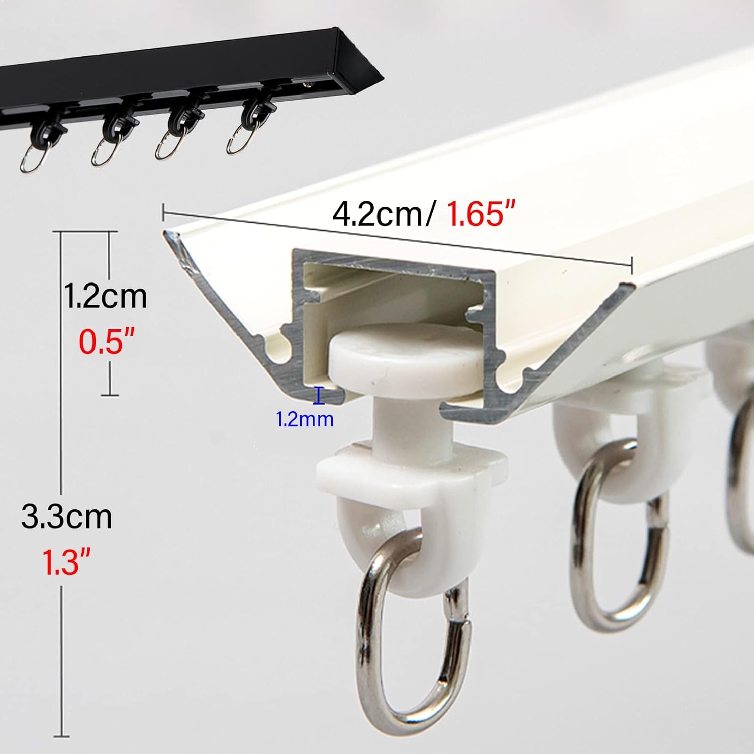 Ceiling Curtain Track White, 1 3 6 8 12 16 20 28 36 45 FT Room Divider Curtains Rails System Straight Rod Holder for Hanging Heavy Light Drapery Muslin, V Thin Pole for Home Beauty Hospital Rv Bed ( C