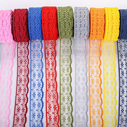 TOPZEA 30 Rolls 300 Yards Lace Ribbon, 2cm Wide Floral Pattern Fabric Lace Ribbon for Sewing Gift Wrapping, DIY Crafts - Image 3
