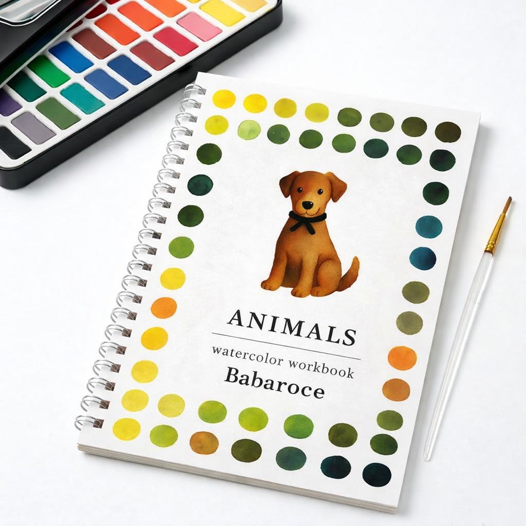 Cuaderno de acuarela (animales, con paleta de 36 colores)