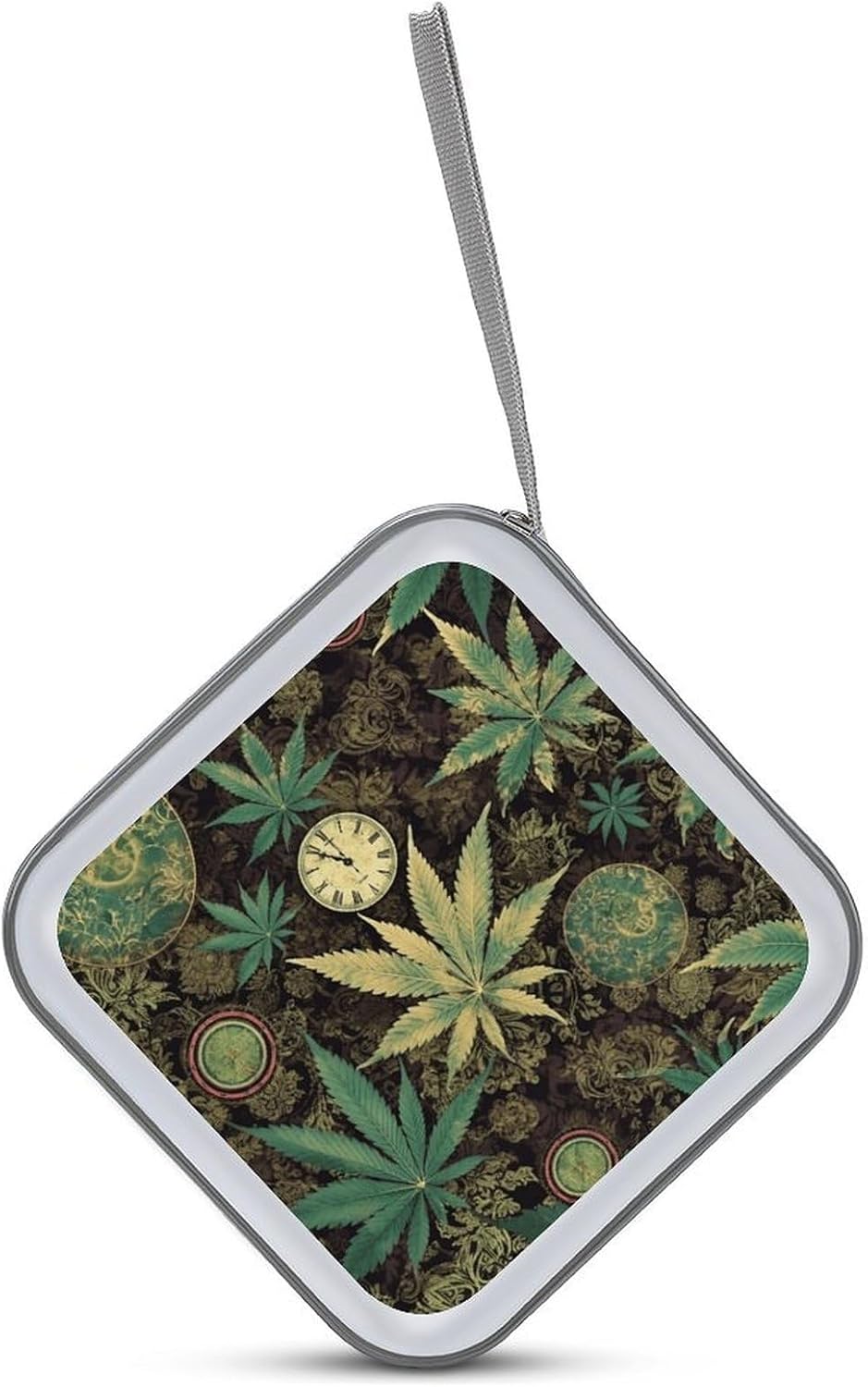 A Puff in Time Weed Marijuana CD Case Holder Hard Plastic DVD Case Storage Holders 40 Capacity Large Storage Disc Wallet Bag Portable Zipper CD/DVD Wallet Holder Organizer for Car Home Travel
