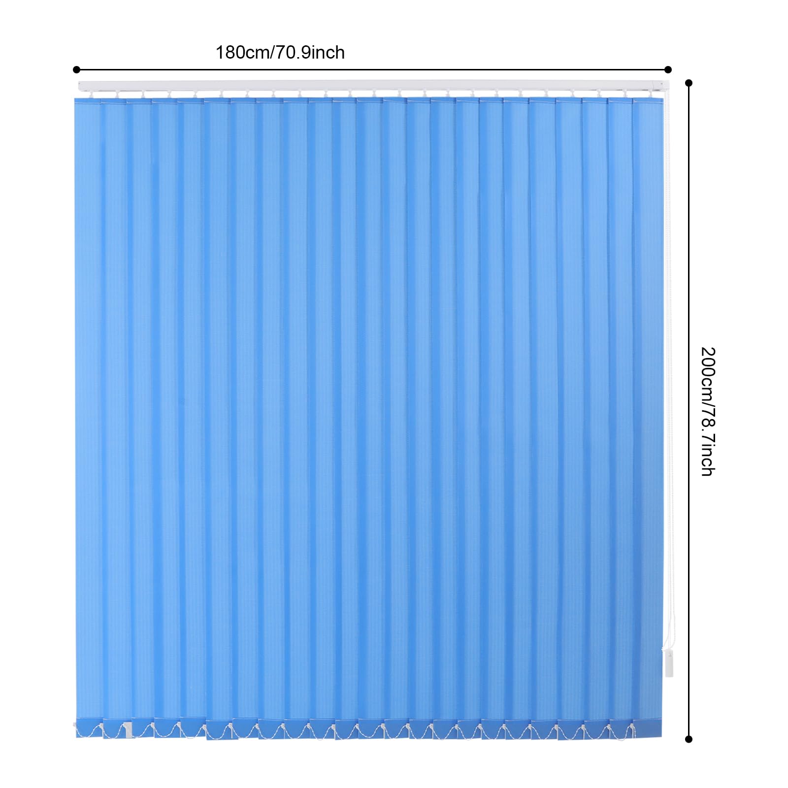 180x200cm Store à Lamelles pour Maison et Bureau, Fibre de Polyester et Alliage D'aluminium, Store Vertical Interieur, Matériel Montage Inclus, Protection de La Vie Privée (Bleu)