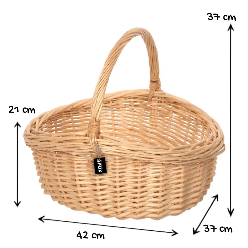 Handkorb Weide oval gross geflochten Allzweckkorb Einkaufskorb 42x37cm - Image 2