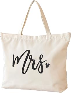 Lutto Canvas Bag with Zip Pocke - Wedding Engagement Bachelorette Birthday Mothers Day Gifts for Women