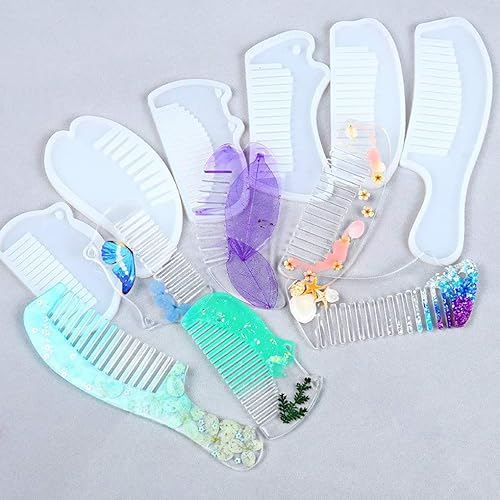 Miniatura 7 de Rolin Roly Molde de resina epoxi para peine, 8 piezas, moldes de resina UV, moldes de fundición de bricolaje para joyería y manualidades hechas a
