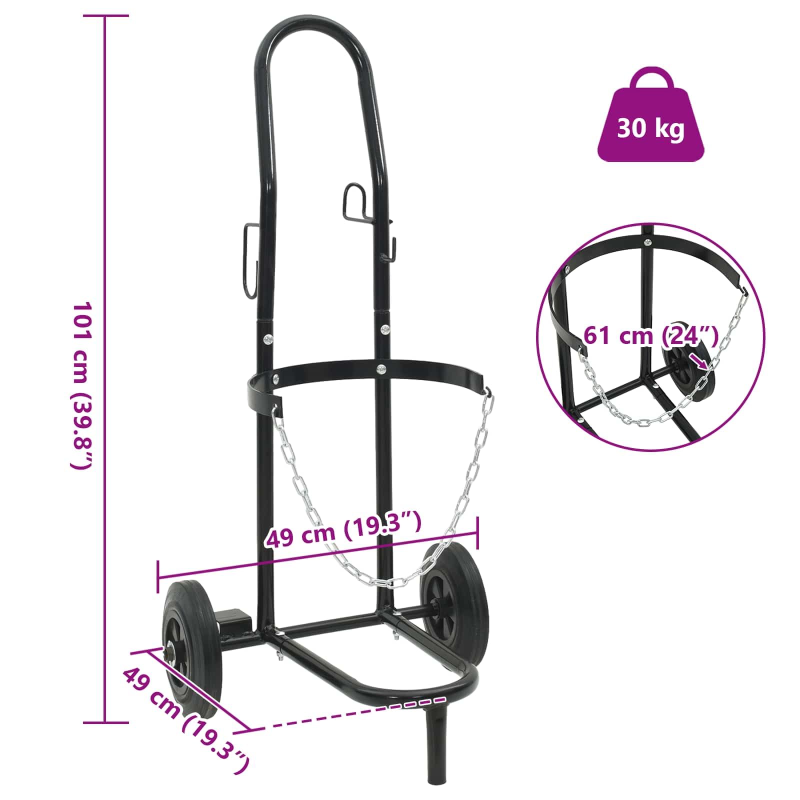 Handwagen Stahl Schwarz und Rot 49 x 49 x 101 cm pulverbeschichtet Transportwagen Sackkarre Rollwagen für drinnen und draußen vielseitig nutzbar mit robuster Plattformwagen Funktion