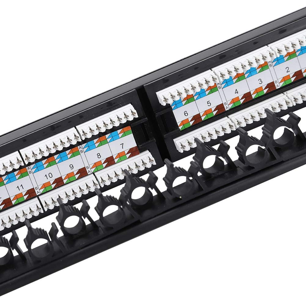 Cryfokt Panneau de Brassage de Données 24 Ports, Panneau de Brassage Réseau CAT6 Montable pour Rack de Serveur, Armoire Réseau Gestion des Câbles de Cadre de Ligne à Force Auto-Fixe