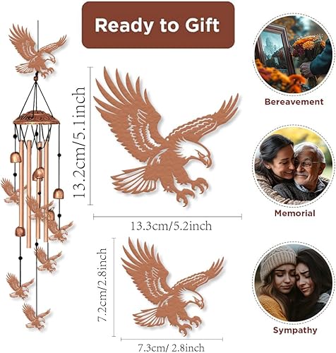 Miniatura 4 de ORIGACH Campanas de viento de águila de metal para regalos exteriores para mujeres, mamá, abuela, tono profundo, adecuado para exteriores,