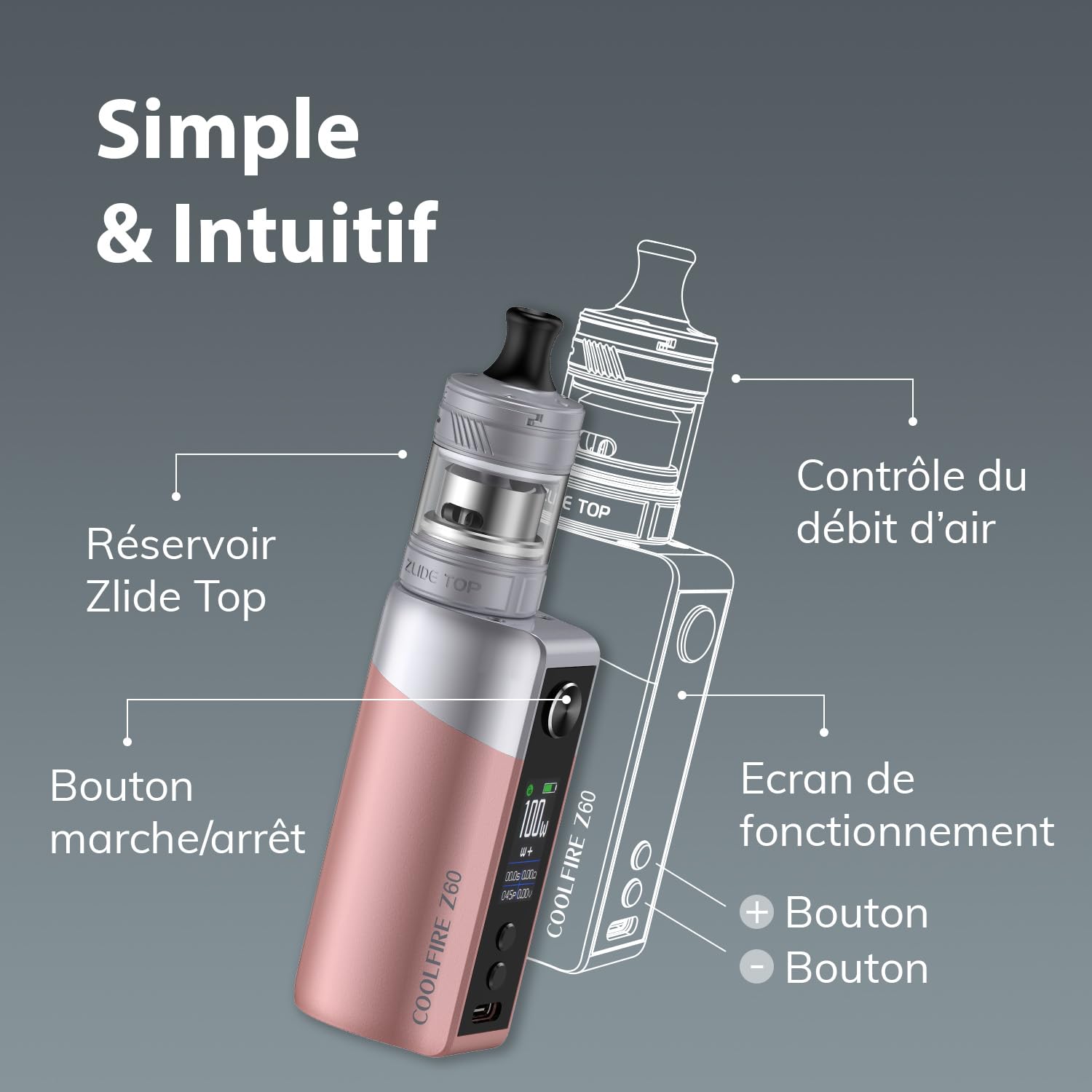 Innokin Coolfire Z60 3ml 2500mAh Kit inkl. Innokin Zlide Top Tank Farbe Blau