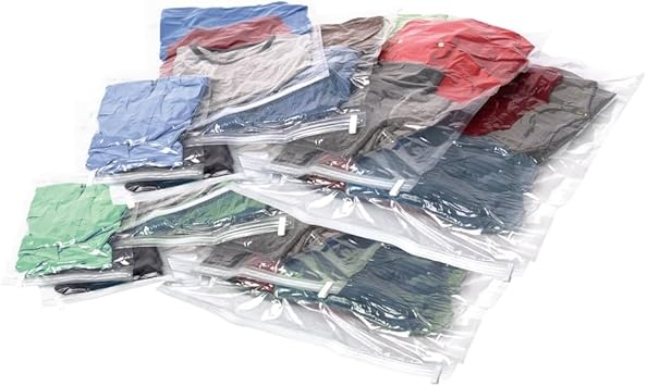 Samsonite Compression Packing Bags, Clear, 12-Piece Kit 2-Pouch/4-Carry-On/4-Large/2-X-Large