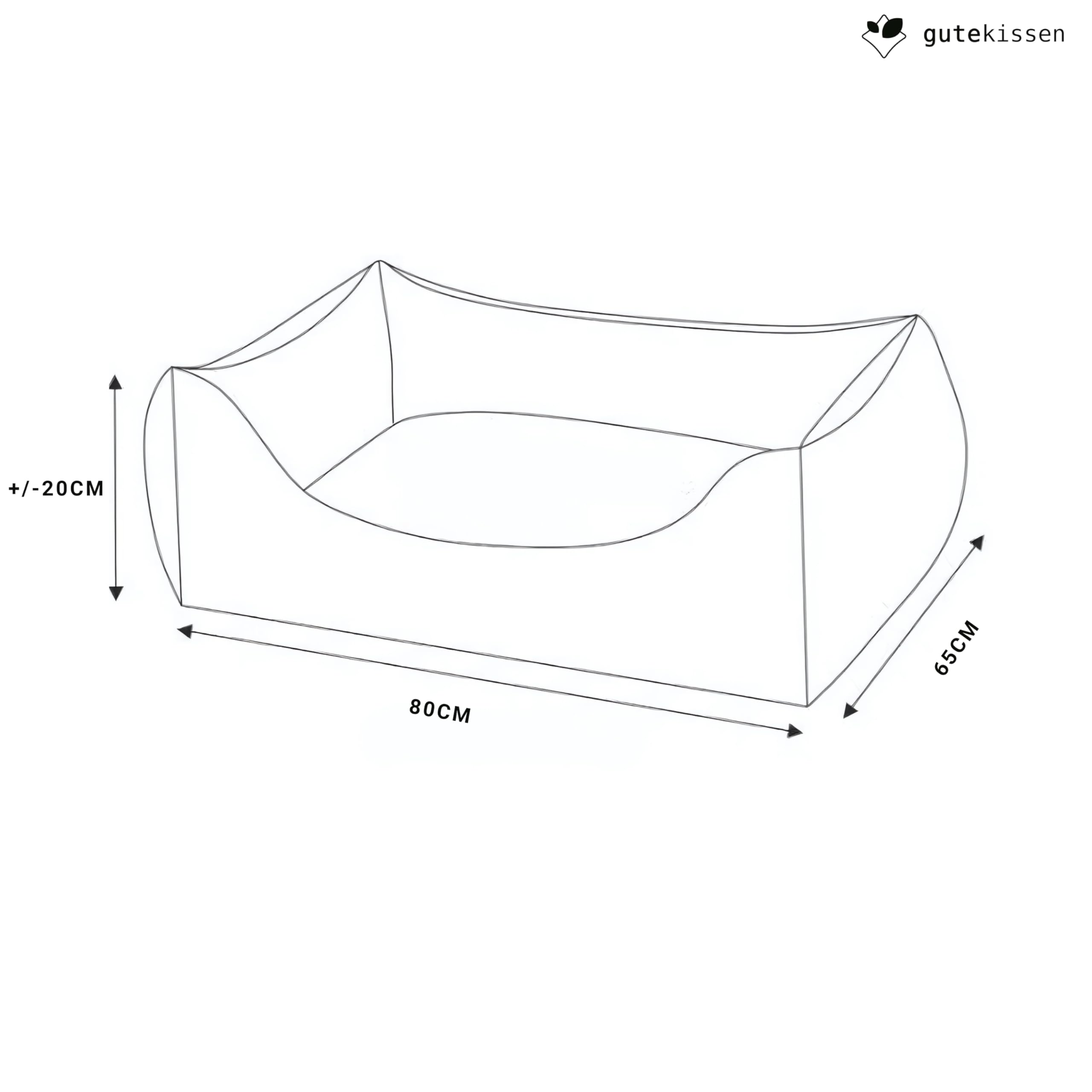 Gutekissen® Hundebett aus weichem Material, gefüllt mit Polyurethanschaumstoff, Geripptes Material, schmutzabweisend, Farb- und Größenwahl, inklusive kleines Kissen. (M - 80x65, Beige)