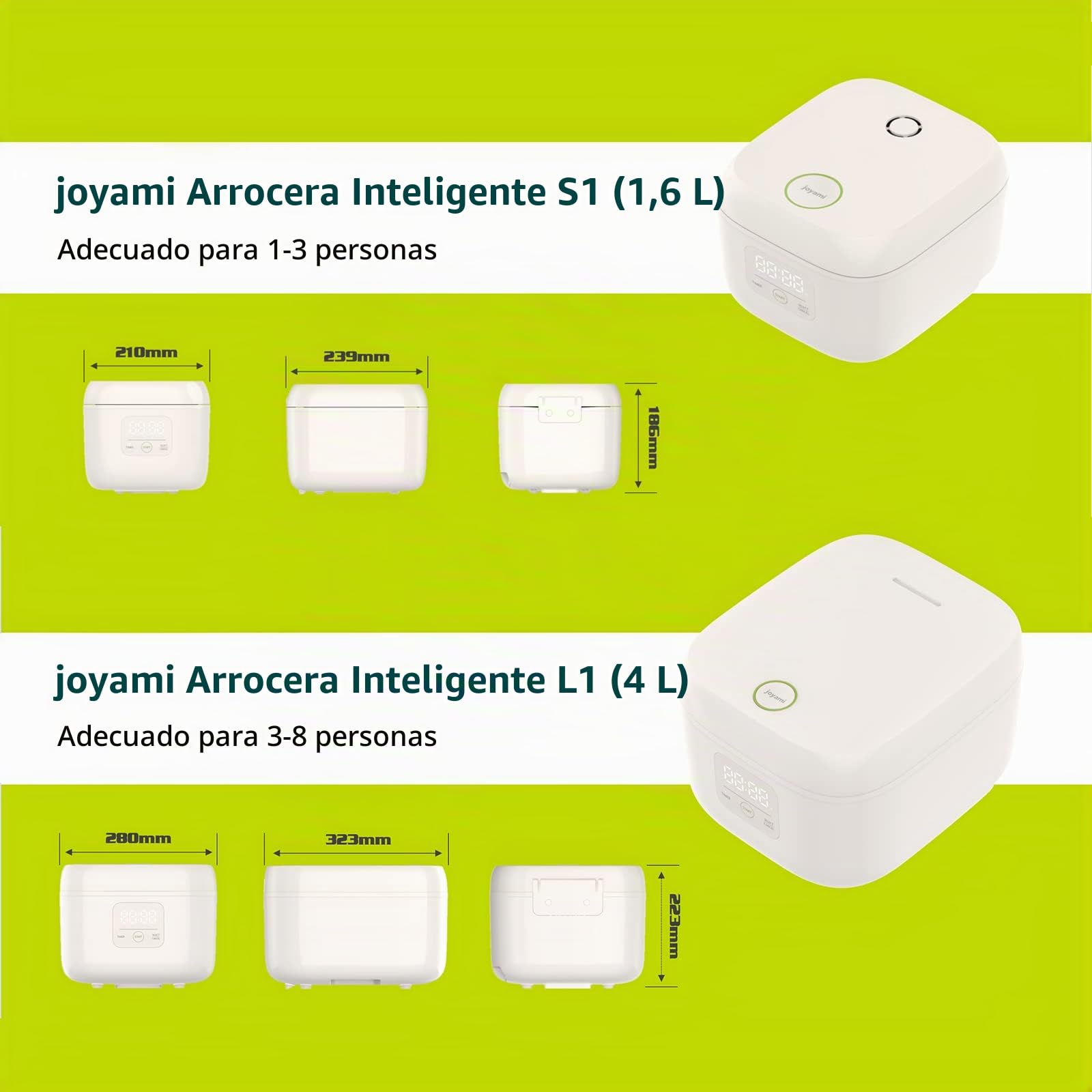 joyami Arrocera Pequeña Rice Cooker Inteligente - Arrocera Electrica 1.6 L 3.5 Tazas Antiadherente Olla 6 Cuencos, Control Mediante App, para 1-3 Personas Mantener el Calor Modo Preseleccionado