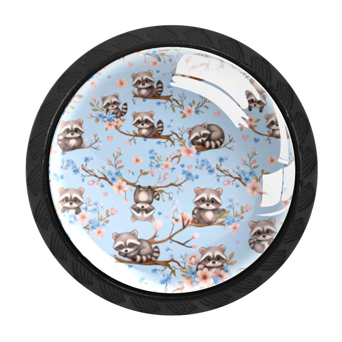 4 PCS Kitchen Cabinet Knobs, Raccoon Flower Drawer Knobs Dresser Handles