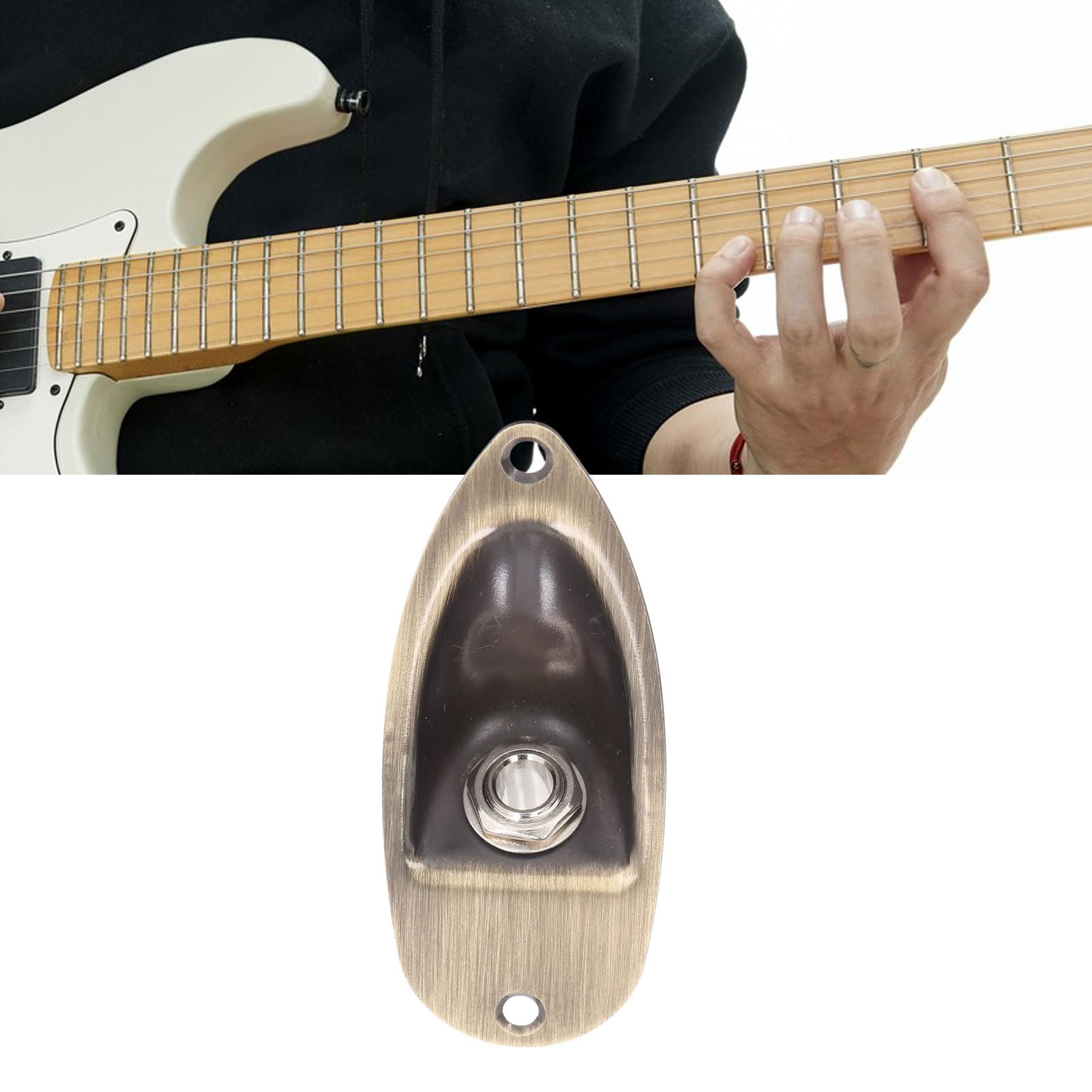 Musiclily Basic Piastra Presa Jack Caricata Per Charra A Forma Di Barca Da 1/4 Di Pollice 6,35 Mm Per Charra Elettrica Stile ST - Foto 9