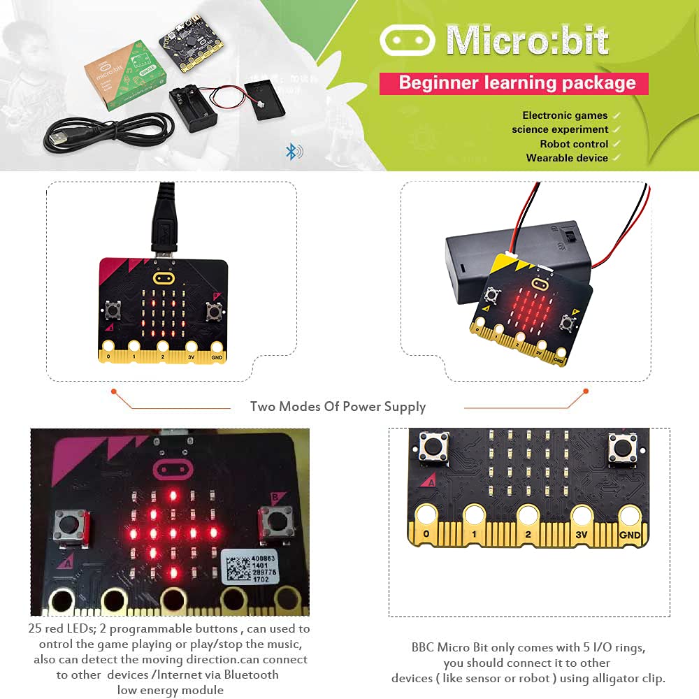 KEYESTUDIO BBC Micro:Bit Basic Starter Kit with V2.2 Microbit Board Graphical Programming STEM Kit