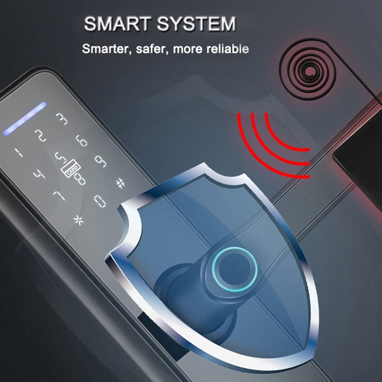 Serrure de porte électronique, WiFi Touch Smart avec empreinte digitale, code numérique, serrure de porte d'entrée avec poignée, compatible avec Tuya Smart Lock