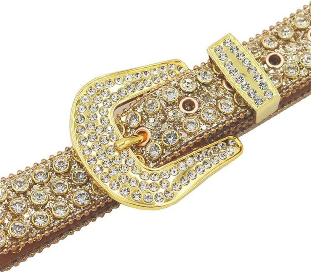 Unisex Luxury Rhinestones Western Belt Vintage Crystal Studded Cowboy Cowgirl For Men Women