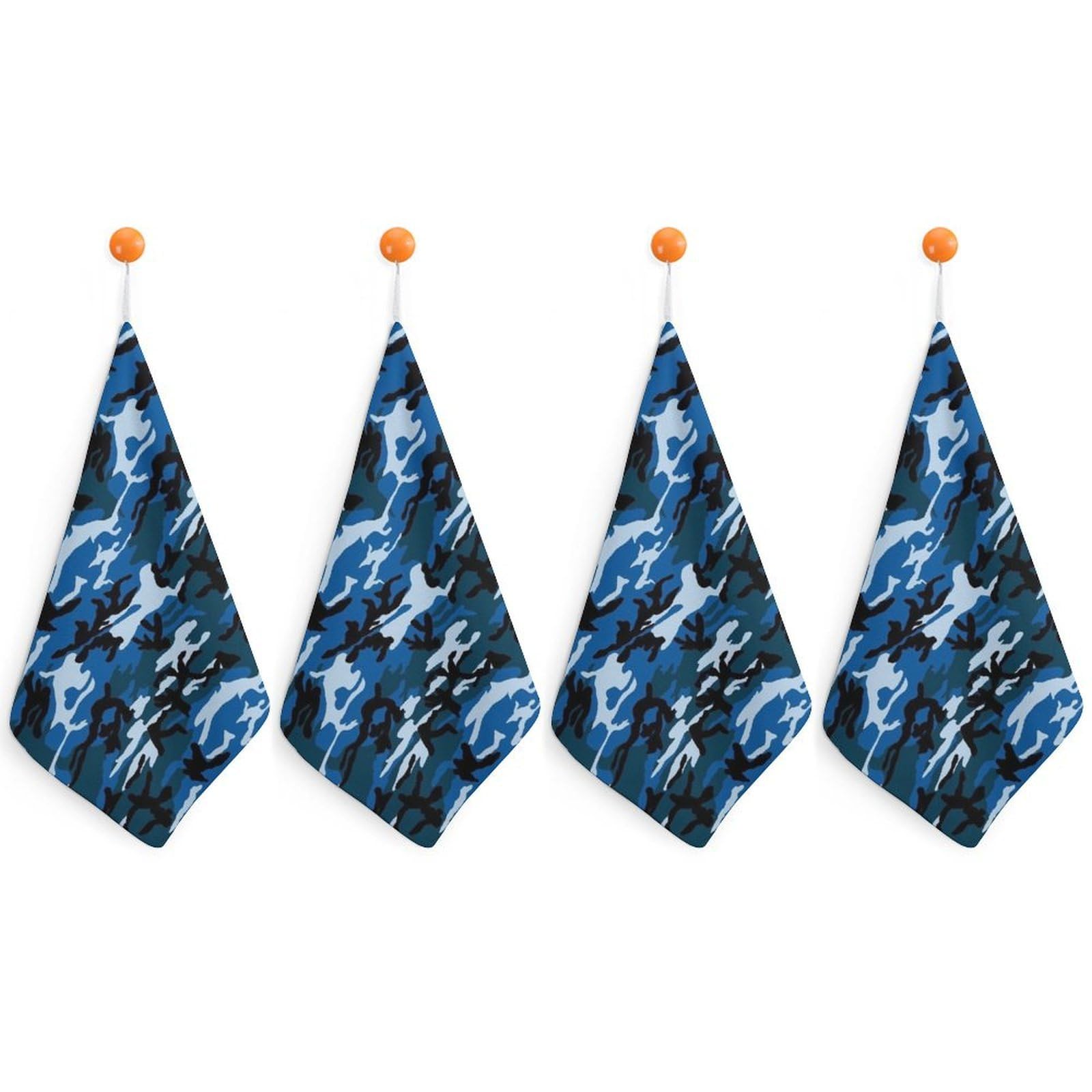 LWORZIIB 4 Piece Hanging Hand Towels, Blue Camo Small Dry Hand Towel for Kitchen Bathroom