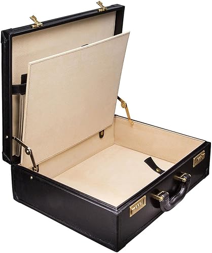 Miniatura 5 de Maxwell Scott Mens Quality Leather Large Attaché Briefcase The Buroni Handmade In Italy Night Black