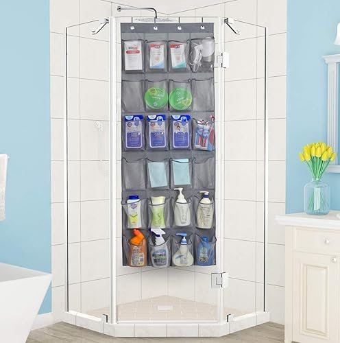 Miniatura 8 de MISSLO Organizador colgante de 6 estantes para colgar sobre la puerta + organizador de zapatos sobre la puerta con 24 bolsillos grandes de malla,