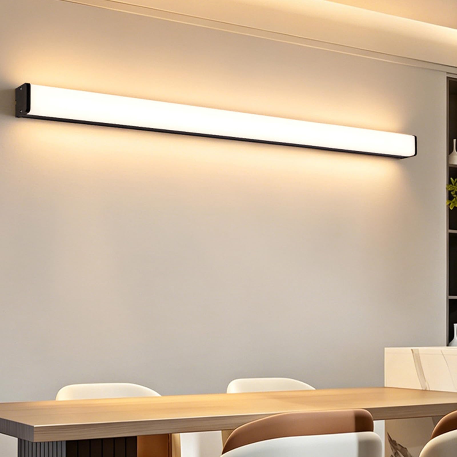 Lampa ścienna LED do wnętrz ściemnialna 3000K-6000K Lampa ścienna z pilotem Nowoczesne aluminiowe długie oświetlenie ścienne do sypialni salon korytarz schody (biały, 45 cm)