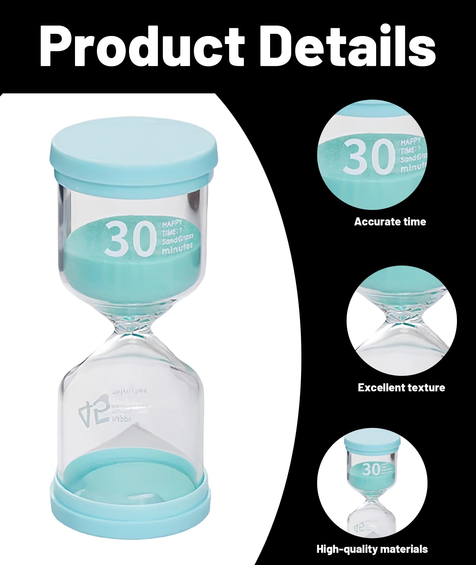 2-Pcs Hourglass,30-Minute & 5-Minute,Sand Timer for Kids,Sand Clock,Sand Timer for Classroom, Cooking, Meditation, Office, and Travel, Durable Plastic Time Management Tool 1