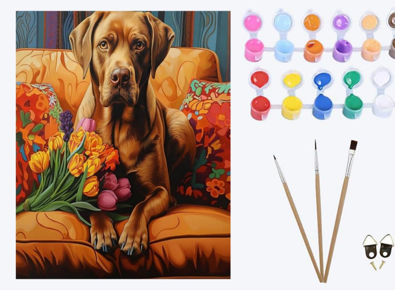 Xiaoyouqian Colorful Big Dog Rottweiler，Paint By Numbers For Adults, Diy Oil Number Painting Canvas Kits, Kids Adults For Gifts Home Wall Decor ，20X16inch，With Frame