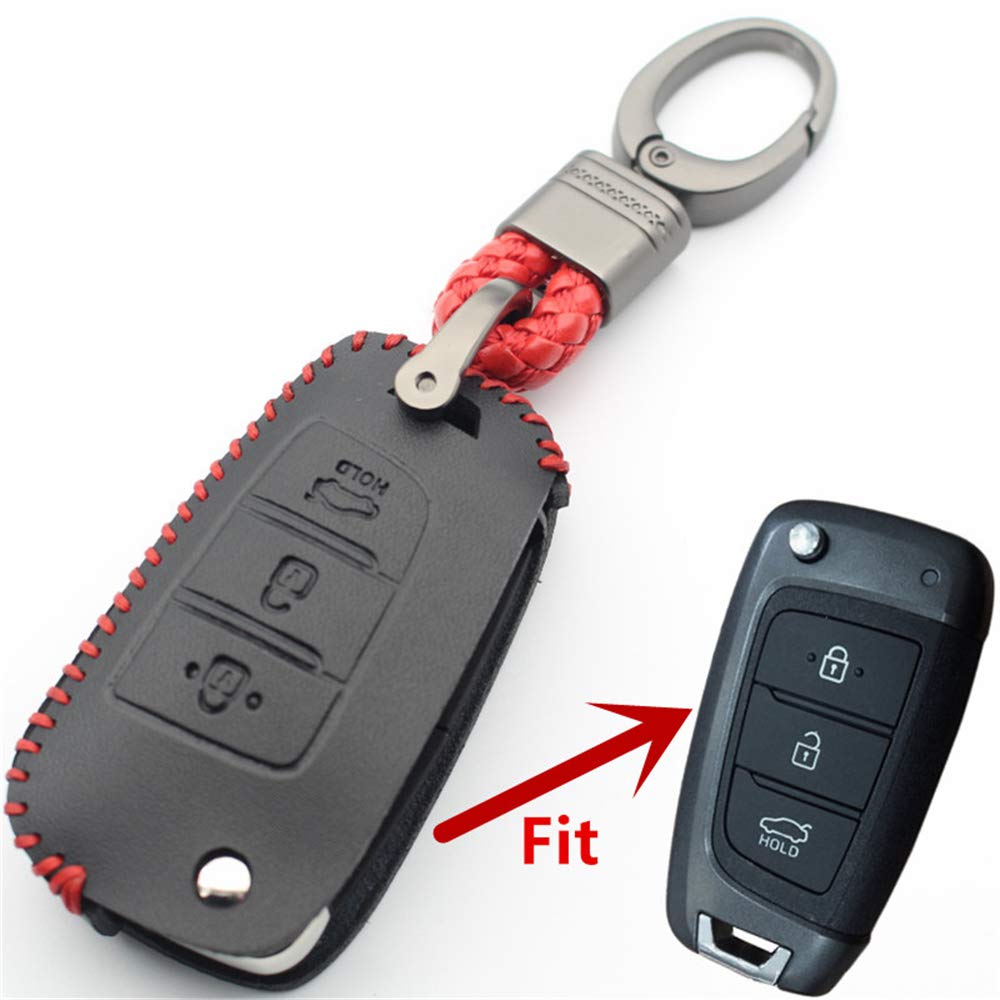 ZHAOHAOSC ,For Genuine Leather 3Button Folding Key Protector Case Cover,For Hyundai I35/Santa Fe/Solaris/Tucson/Verna/I40 L413