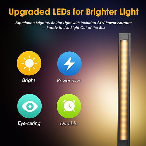 Miniatura 3 de Lámpara de escritorio LED con cargador inalámbrico, puerto de carga USB, luz nocturna, 5 modos de color, 10 brillo, lámpara de mesa de lectura para