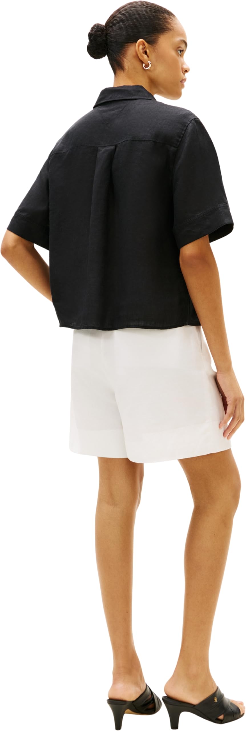 Tommy Hilfiger Damska koszula Ess Linen Ss WW0WW48925, czarna, XS