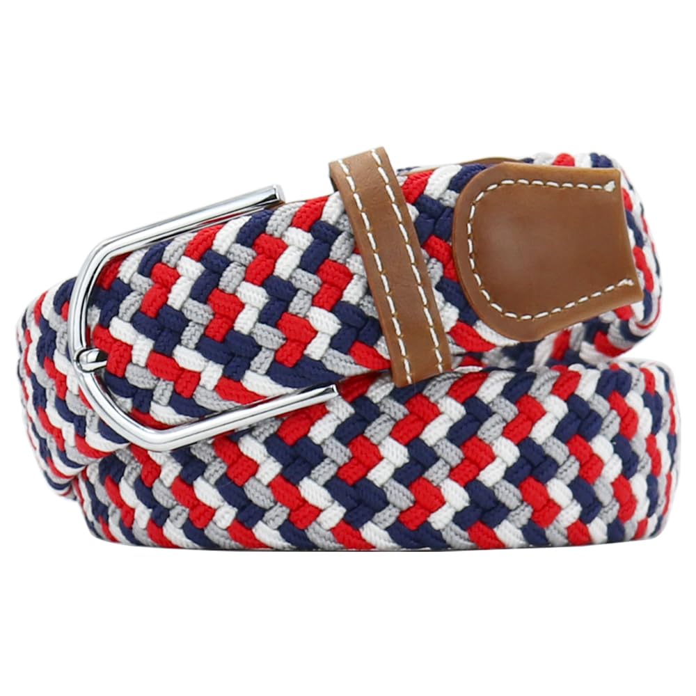 Multicolored Elastic Woven Golf Belts Casual Braided Stretch Belt