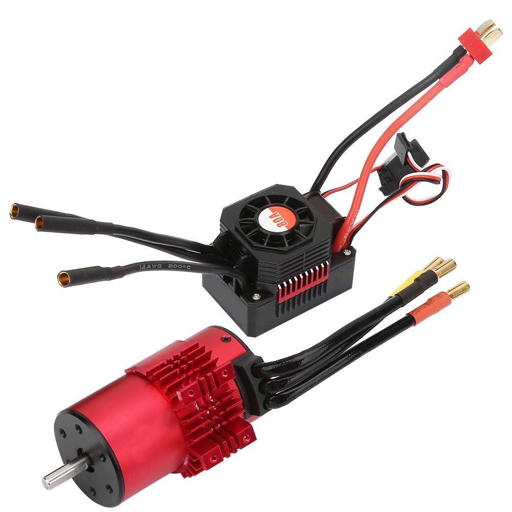 Changor Zestaw ESC Silnika Bezszczotkowego RC, Silnik 3100KV 3665 | Wodoodporna konstrukcja o wysokim momencie obrotowym, pasuje do samochodów 1/10, 1/8 RC, aluminiowy rowek, precyzyjnie