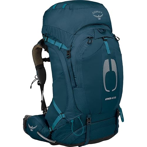 Osprey Atmos AG 65L Mochila de Acampada para Hombre, Azul Venturi, S/M