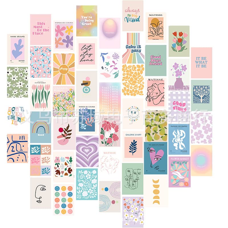 Bymivofun Lot de 50 Images Esthétiques pour Collage Mural, Affichage de Photos de Dortoir, Impressions d'art Mural pour la Chambre, Posters Muraux...
