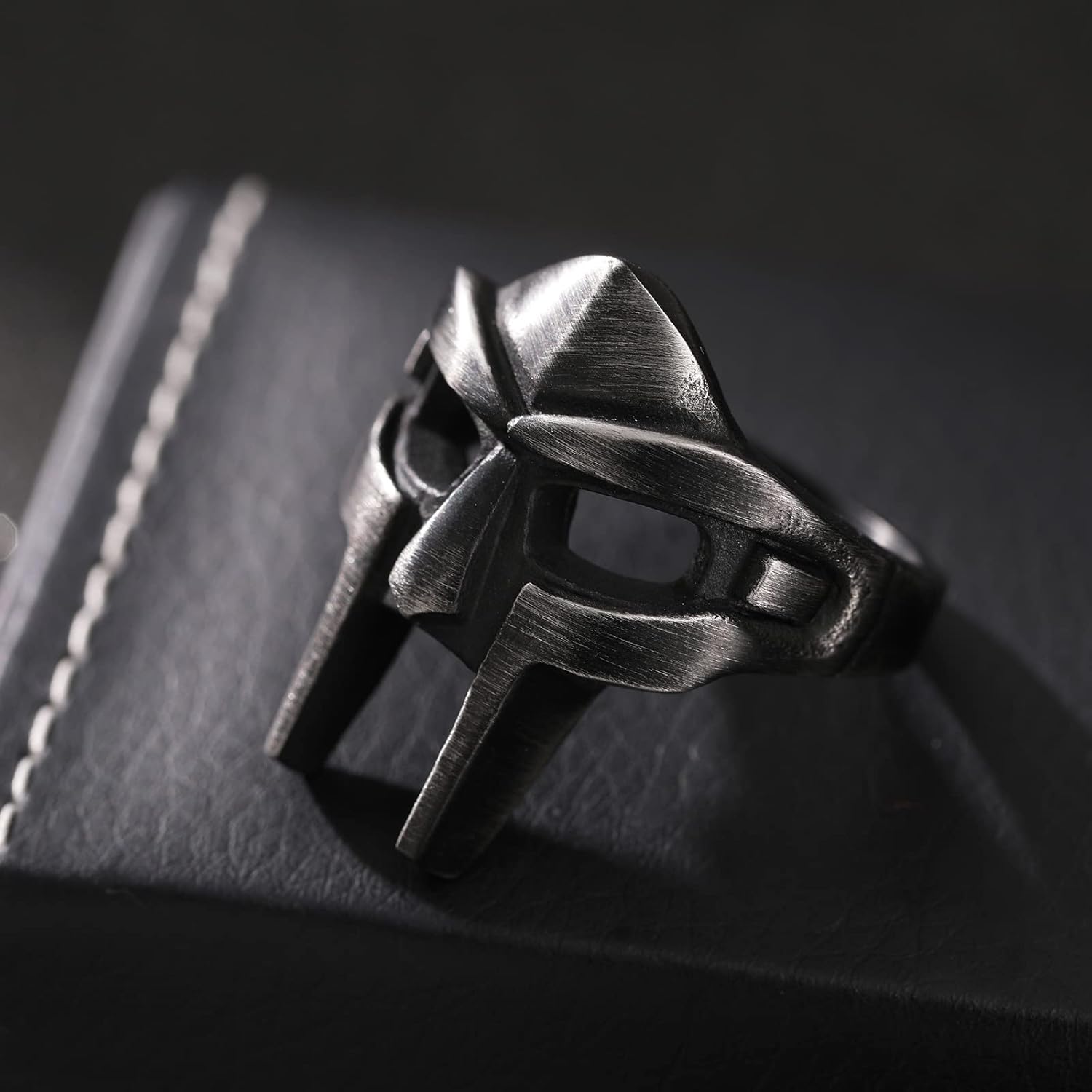 DOOM Mask Ring for Men Gladiator Style Black Titanium Stainless Steel Ring - Image 2