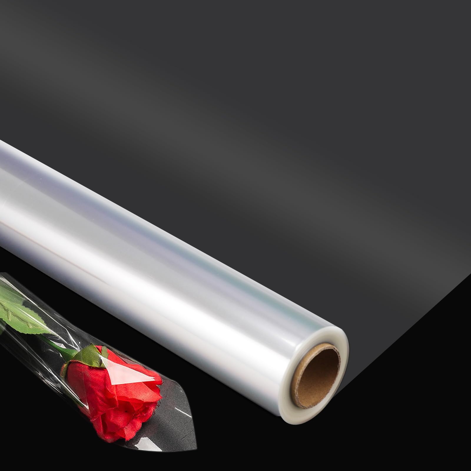 Geschenkfolie Transparent Rolle 44 cm x 30 m, 3 Mil Cellophanfolie Klar, Klarsichtfolie Geschenkfolie für Geschenkkörbe, Blumen, Gebäck & Basteln, Durchsichtiges Geschenkpapier Rolle