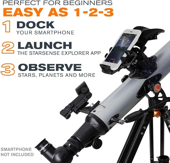 Celestron StarSense Explorer LT 80AZ App-Enabled Telescope 80mm Refractor with Smartphone Dock & StarSense App iPhone & Android Compatible Easy-to-Use for Beginners