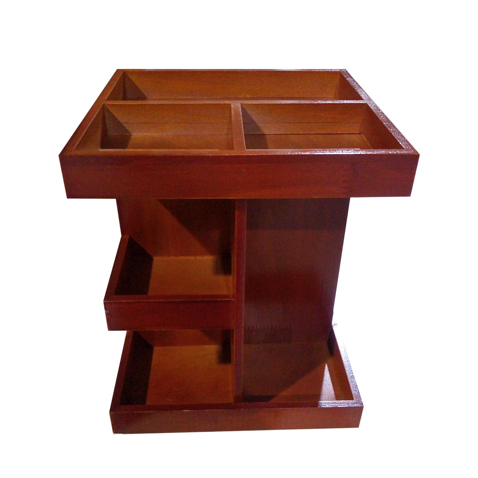 Organizer Trucco Girevole Espositore In Legno Stile Rustico | Organizer Trucco Girevole 360° Da Piano Profumi E Prodotti Da Toeletta Per Bagno Camera Armadio Toeletta E Piano Di Lavoro